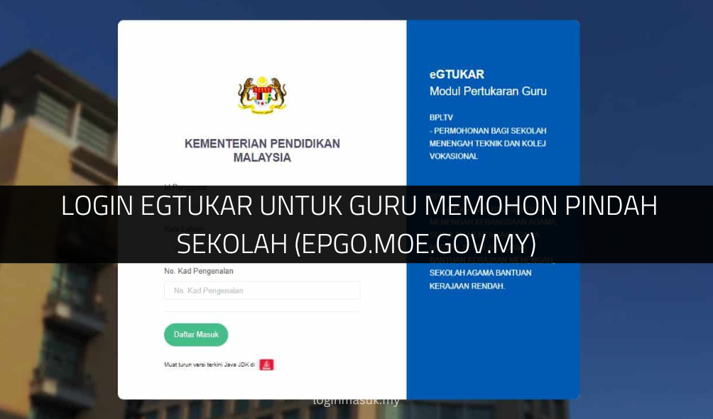 √ Login eGTUKAR Untuk Guru Memohon Pindah Sekolah (epgo.moe.gov.my)