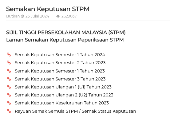 Apakah Jenis-jenis Semakan Keputusan STPM?