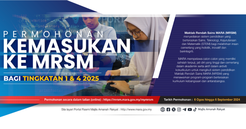 Bilakah Permohonan UKKM MRSM ke Tingkatan 1 dan 4 MRSM 2025 Dibuka?