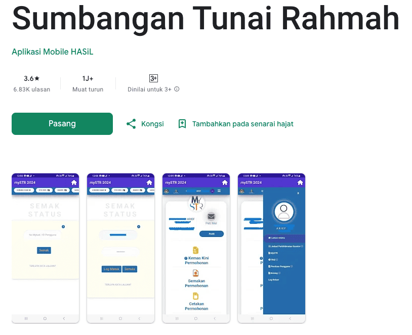 Adakah Sumbangan Tunai Rahmah (STR) Mempunyai Aplikasi di Google Play Store?