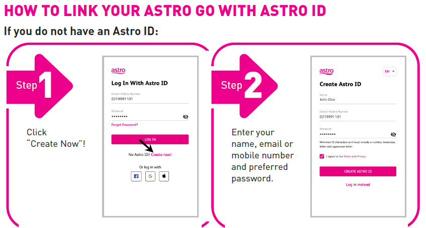 Bagaimana Untuk Mendaftar ASTRO ID Bagi Yang Belum Memilikinya?