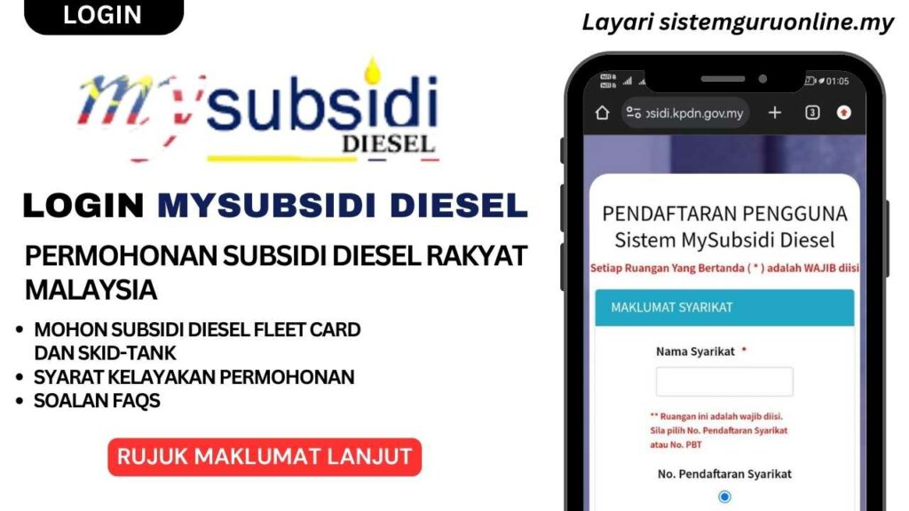 Cara Login dan Buat Permohonan Subsidi Diesel Melalui MySubsidi Diesel