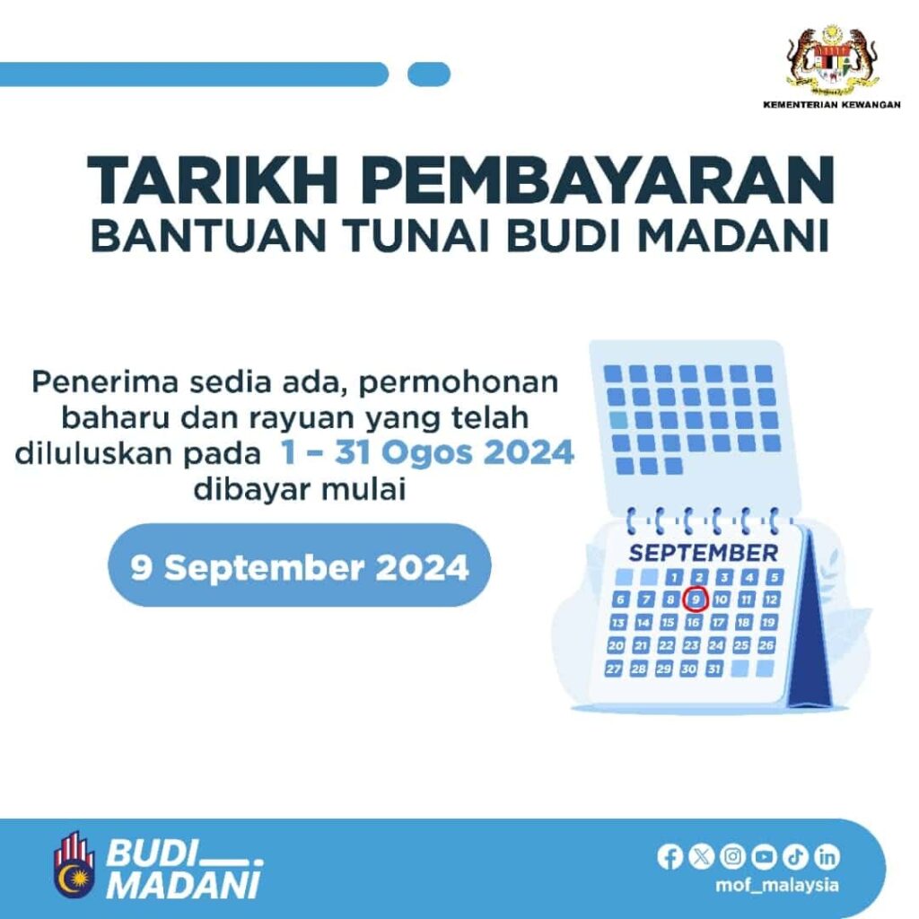 Tarikh Bayaran BUDI MADANI Ogos – Disember 2024