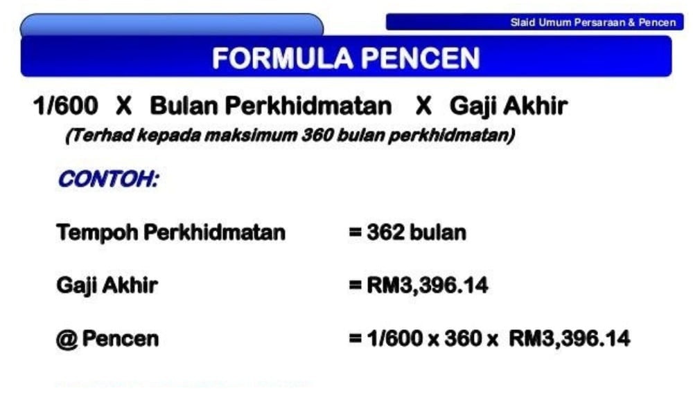 Formula Pengiraan Pencen & Faedah Persaraan