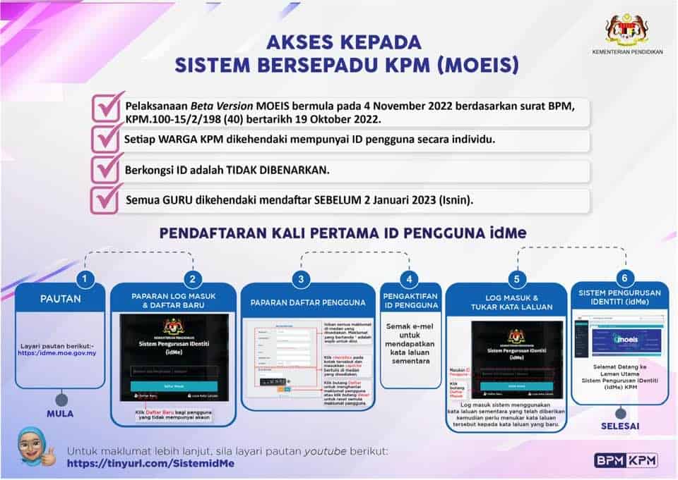 Cara Mendaftar Darjah 1 Menggunakan Sistem idMe