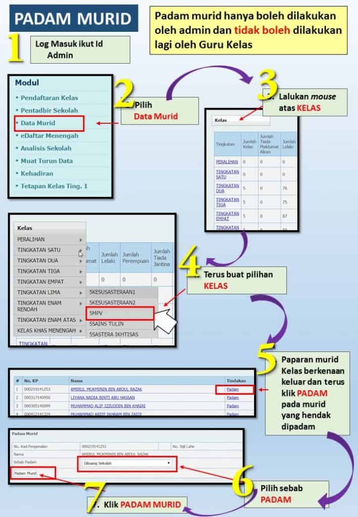 Cara Memadam Murid Dalam Sistem APDM